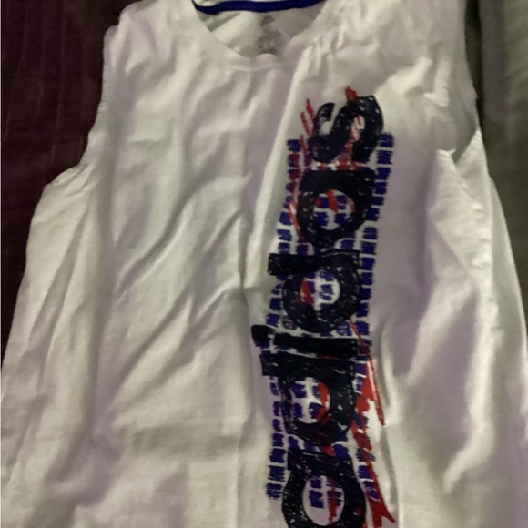 Adidas White and Blue Graphic Tank Top - Picture 3 of 4